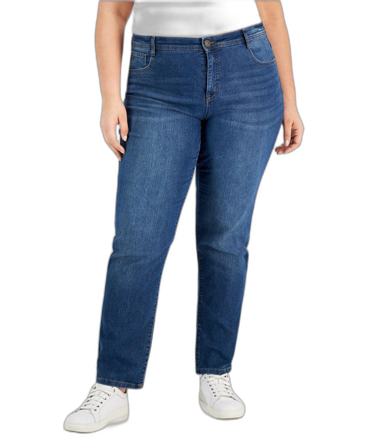 Plus Size Mid-Rise Slim-Leg Jeans