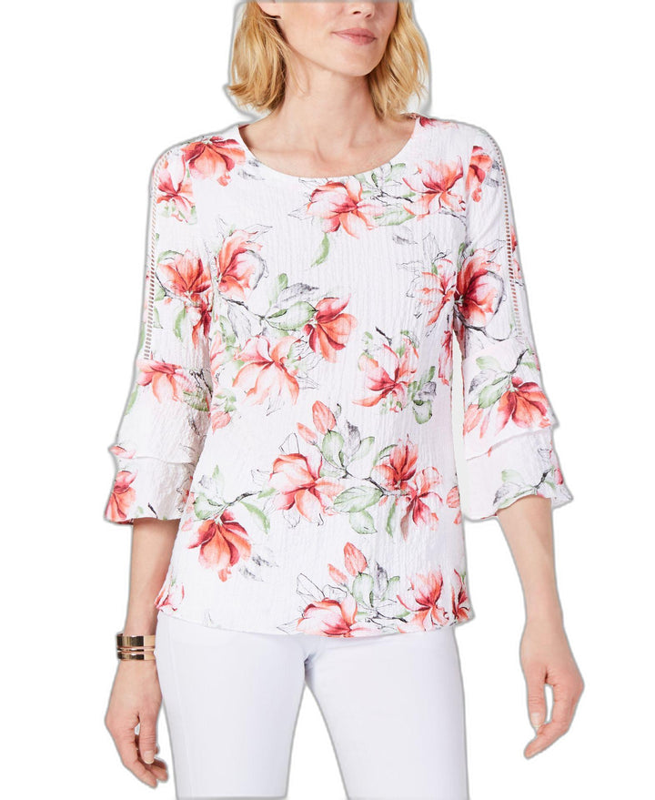 Printed Crinkle Texture Top