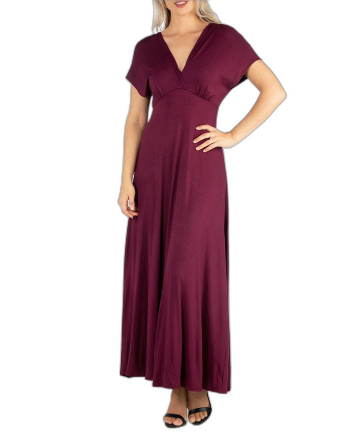 Women's Cap Sleeve V-Neck Maxi Dress