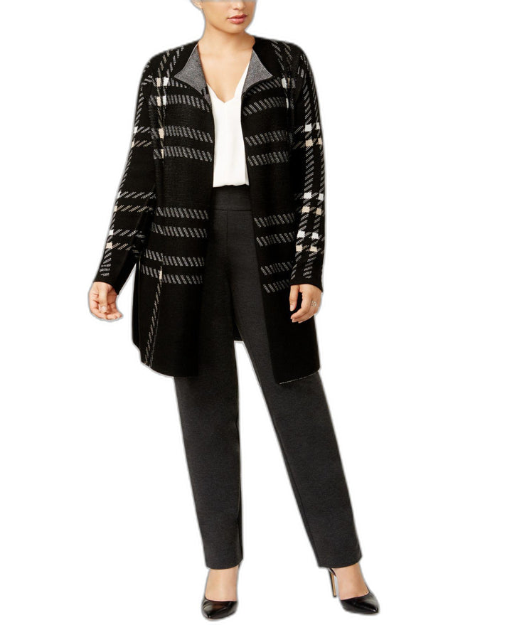 Charter Club Plus Size Plaid Open Front Duster Cardigan