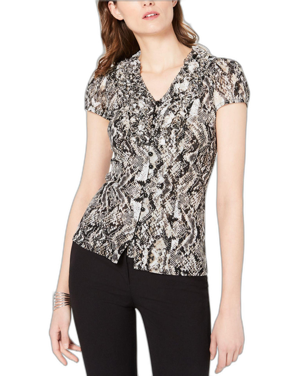 INC Ruffled Printed Blouse
