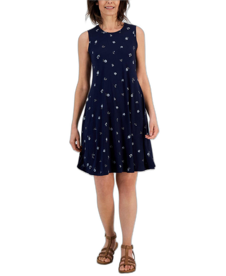 Women's Printed Flip-Flop Dress Ditsy Navy S