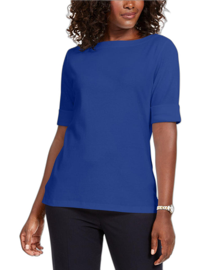 Cotton Boat-Neck Top
