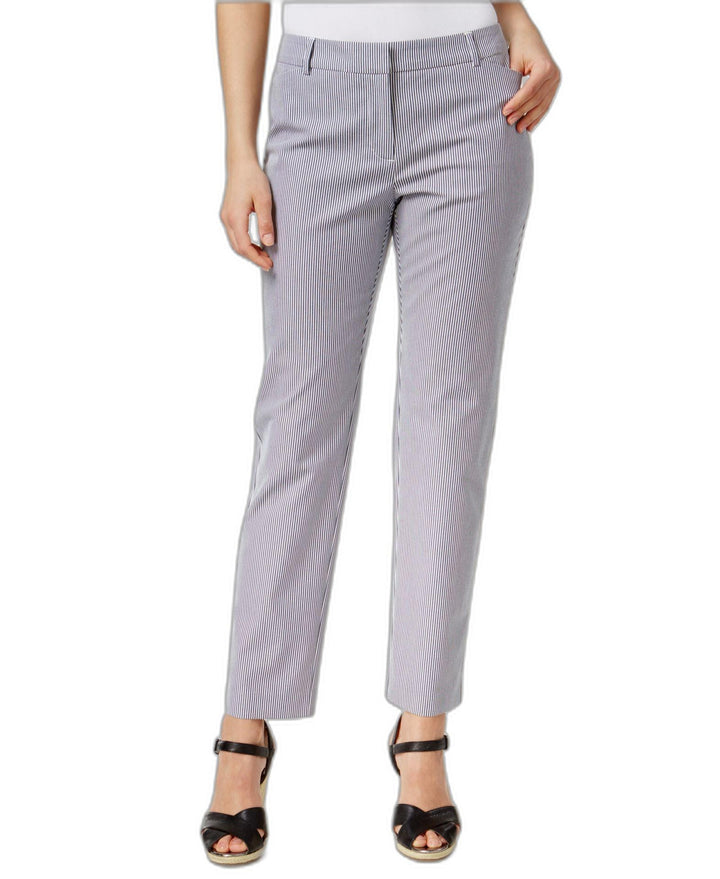Charter Club Petite Tummy-Control Striped Ankle Pants