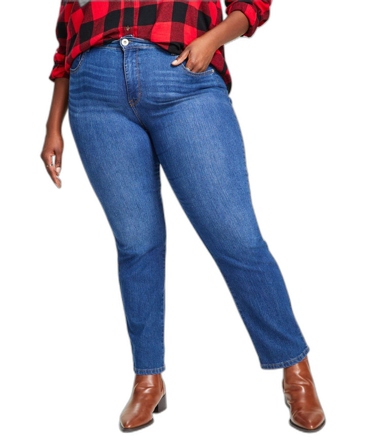 Plus Size High-Rise Straight Jeans