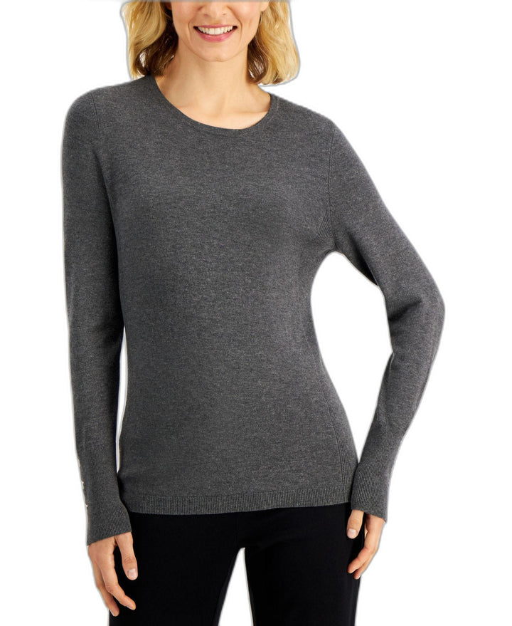 Petite Rivet-Detail Sweater Charcoal Grey Heather PXL
