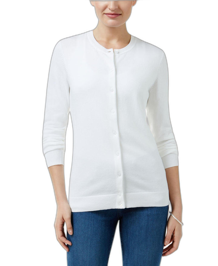 Crew-Neck Cardigan Bright White XS