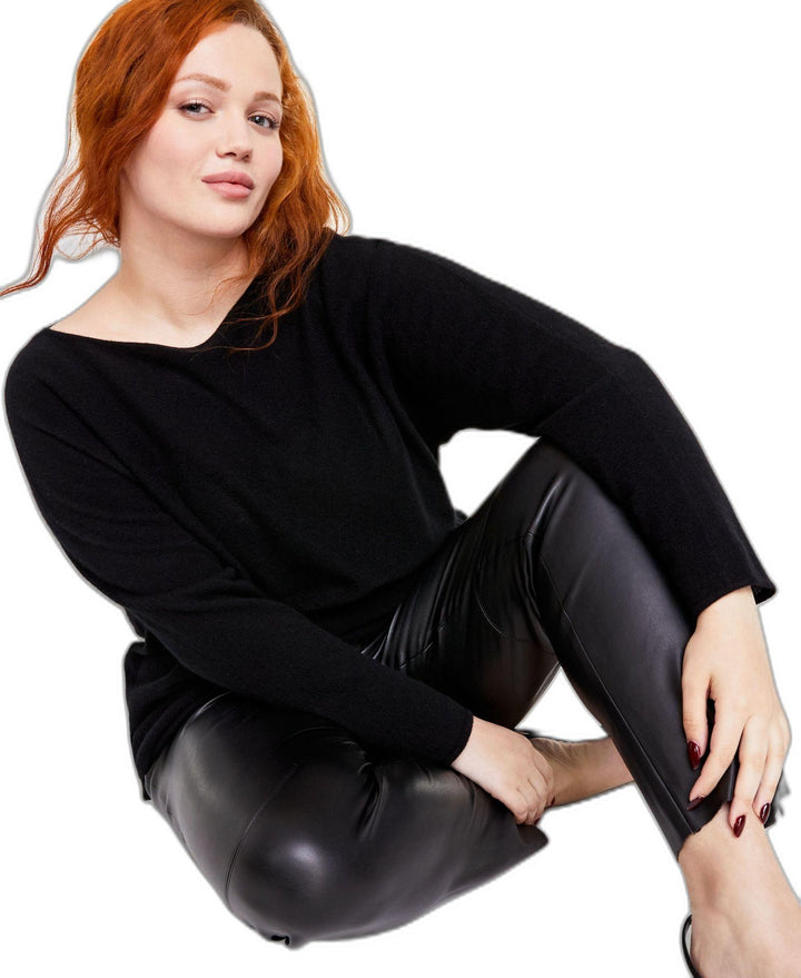 Plus Size 100% Cashmere Shirttail Sweater