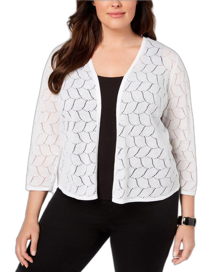 Charter Club Plus Size Patterned Knit Cardigan