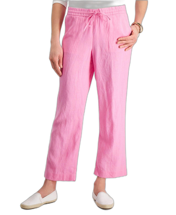 Petite 100% Linen Drawstring Pants