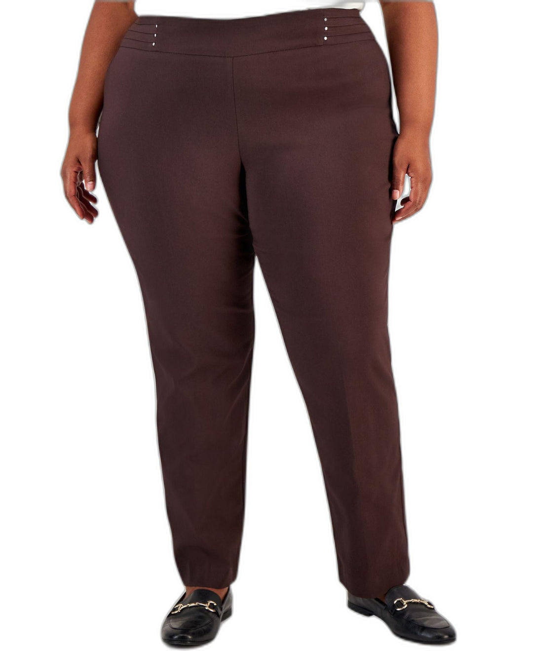 Plus Size Tummy Control Pull-On Slim-Leg Pants