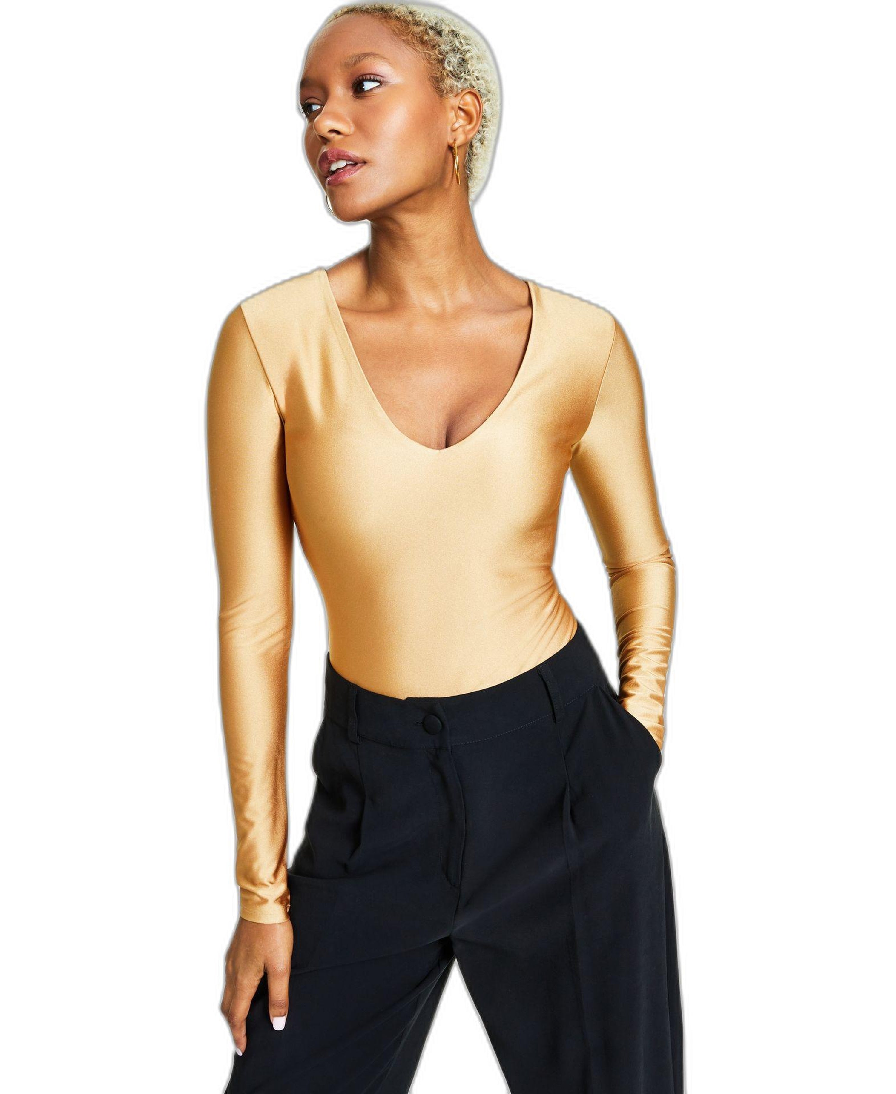 Women's Shine V-Neck Long-Sleeve Bodysuit