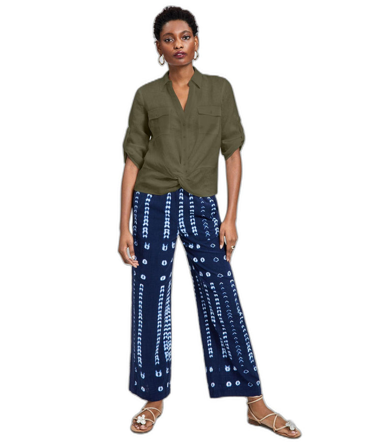 INC International Concepts Womens Linen Twist Hem Blouse