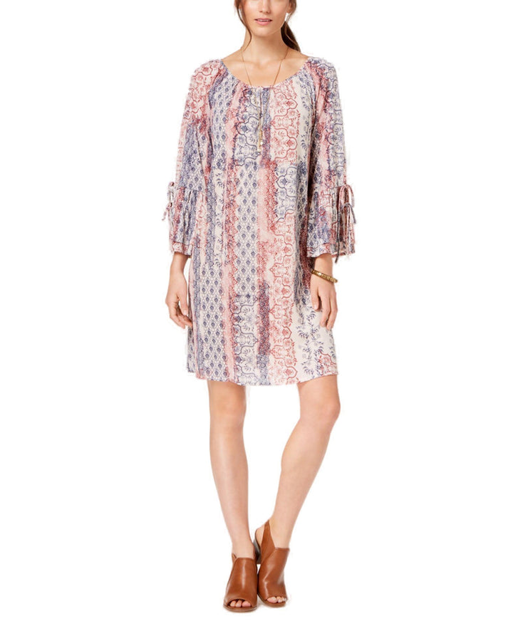 Printed Bell-Sleeve Peasant Dress