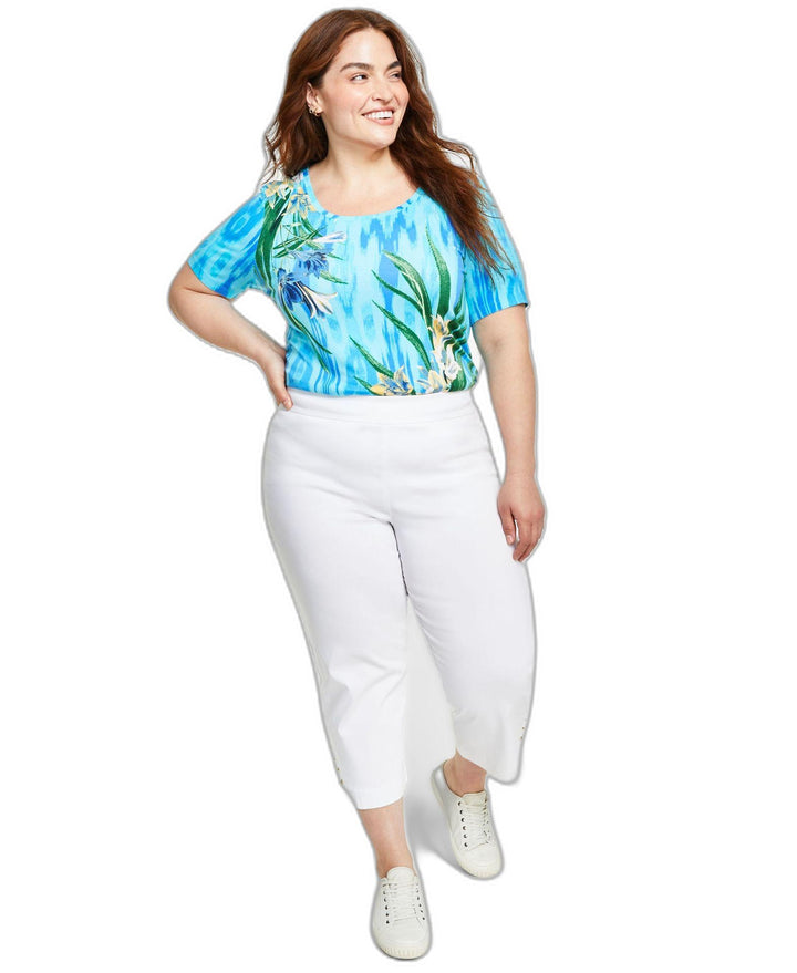 JM Collection Plus Size Lattice Hem Capri Pants