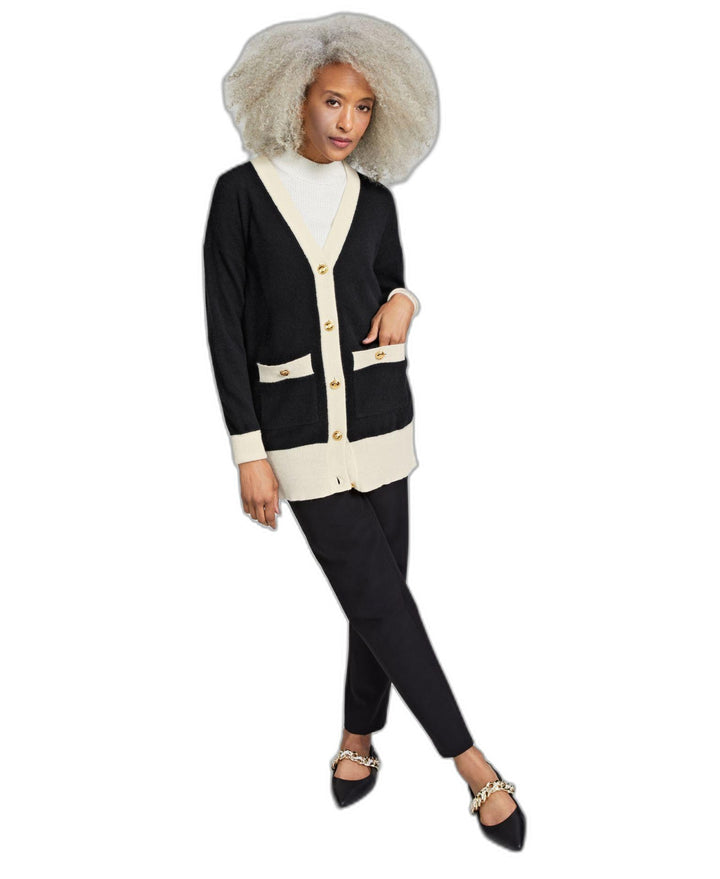 Charter Club Womens 100 Cashmere Colorblocked Cardigan