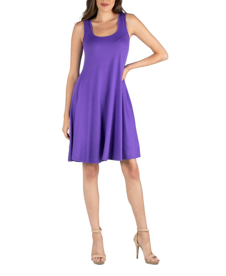 24seven Comfort Apparel A Line Fit Flare Mini Dress