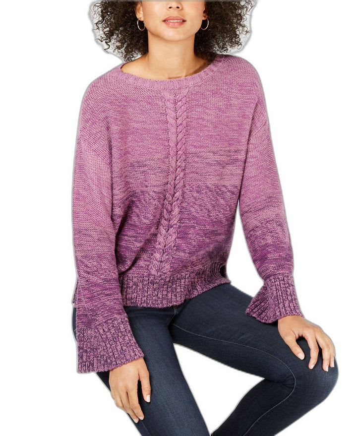 Style & Co Gradient Front Braid Sweater
