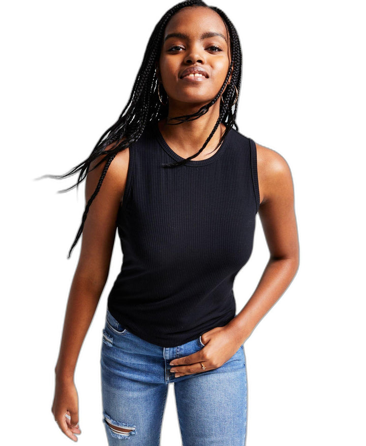 Women's Ribbed Sleeveless Crew-Neck Top