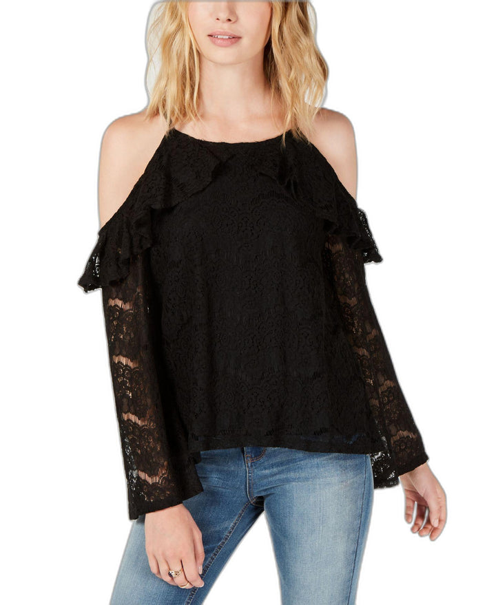 by Ikeddi Juniors' Lace Cold-Shoulder Top