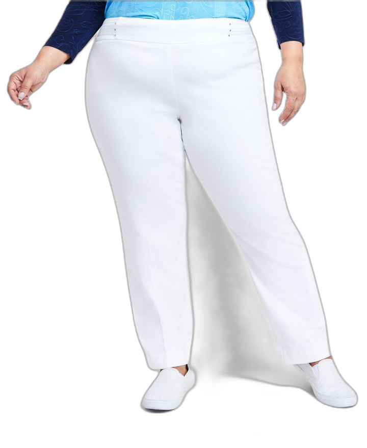 Plus Size Tummy Control Pull-On Slim-Leg Pants