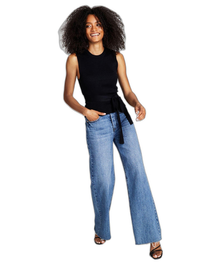 Now This Womens Belted Ribbed Top