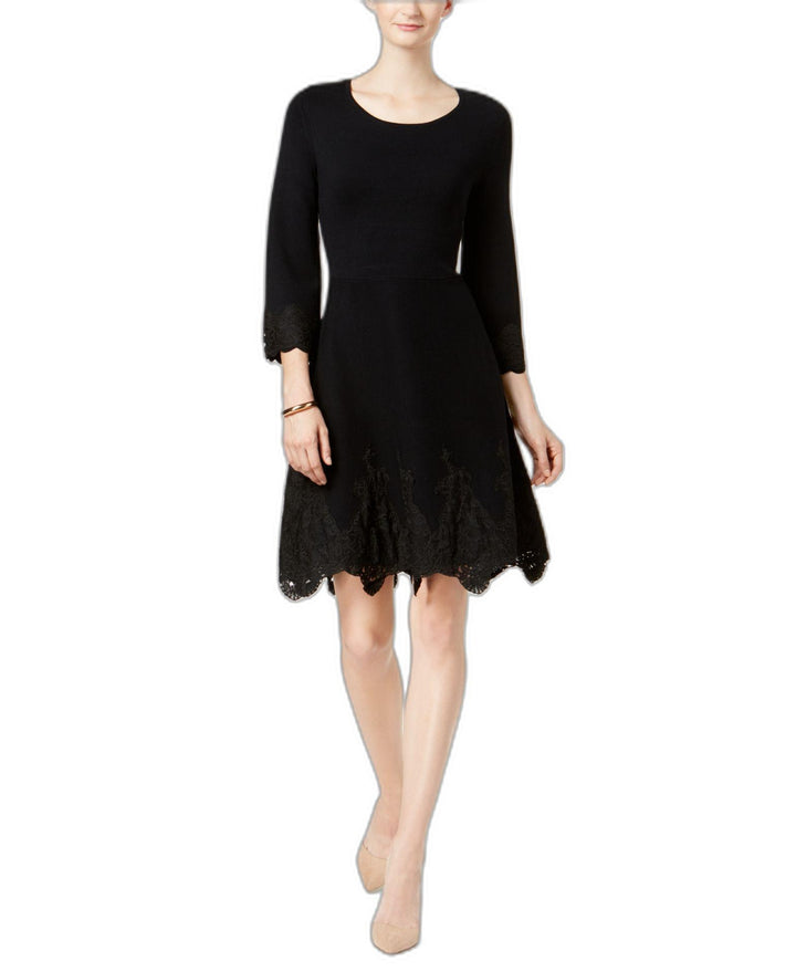 Charter Club Petite Lace Hem Fit Flare Dress