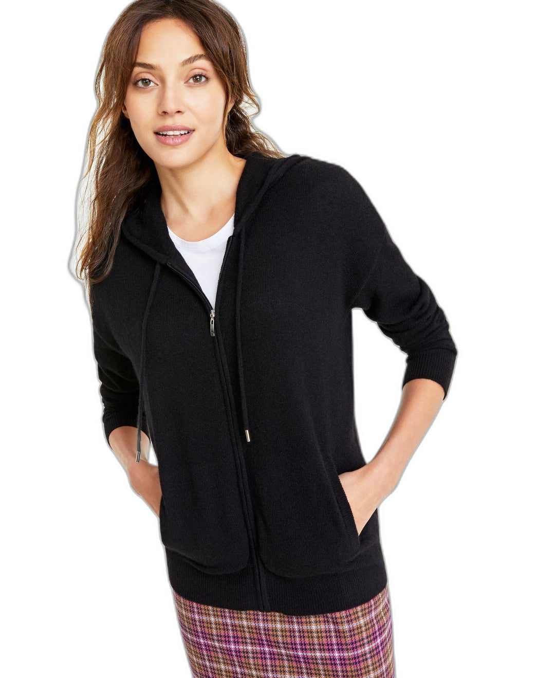 Women's Petite 100% Cashmere Zip Hoodie