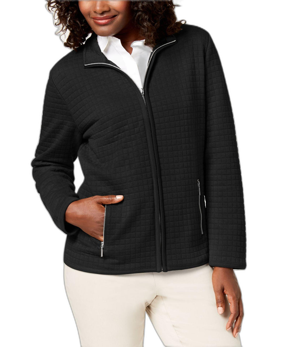 Karen Scott Quilted Fleece Jacket