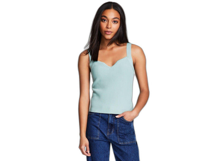 Women's Ottoman Ribbed Sweetheart Top Oregano XL