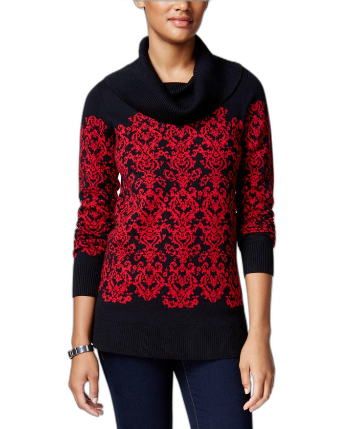Charter Club Petite Cowl-Neck Damask Sweater