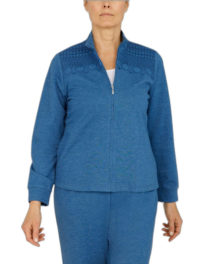Women's Floral Park Funnel Neck Long Sleeve Heather Knit Jacket