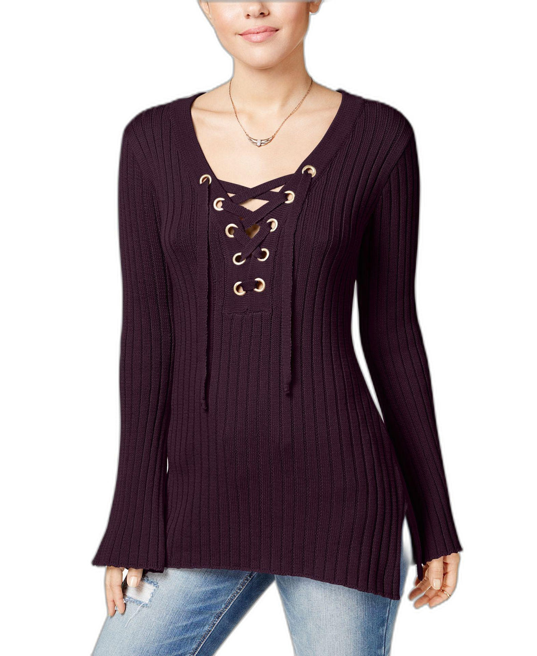 Ultra Flirt Juniors Ribbed Bell Sleeve Sweater