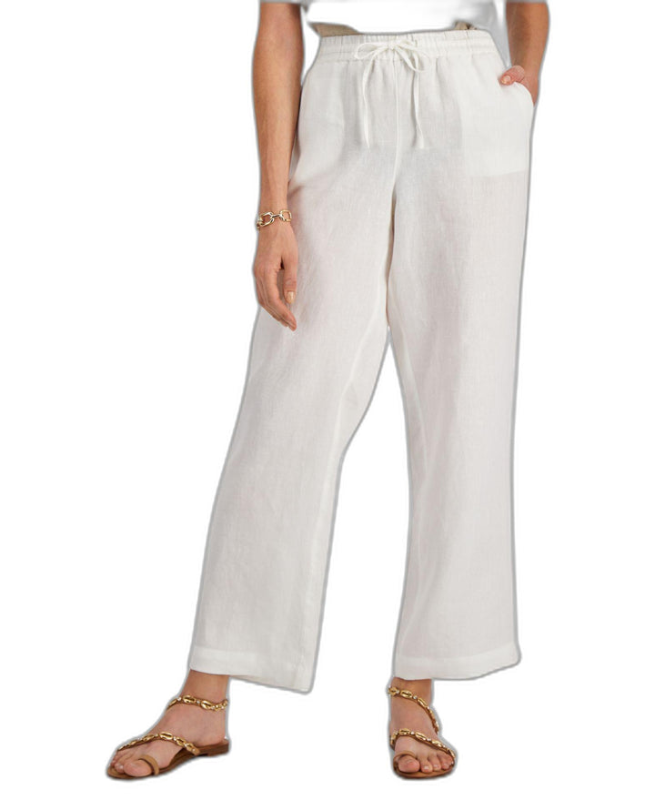 Petite 100% Linen Drawstring Pants
