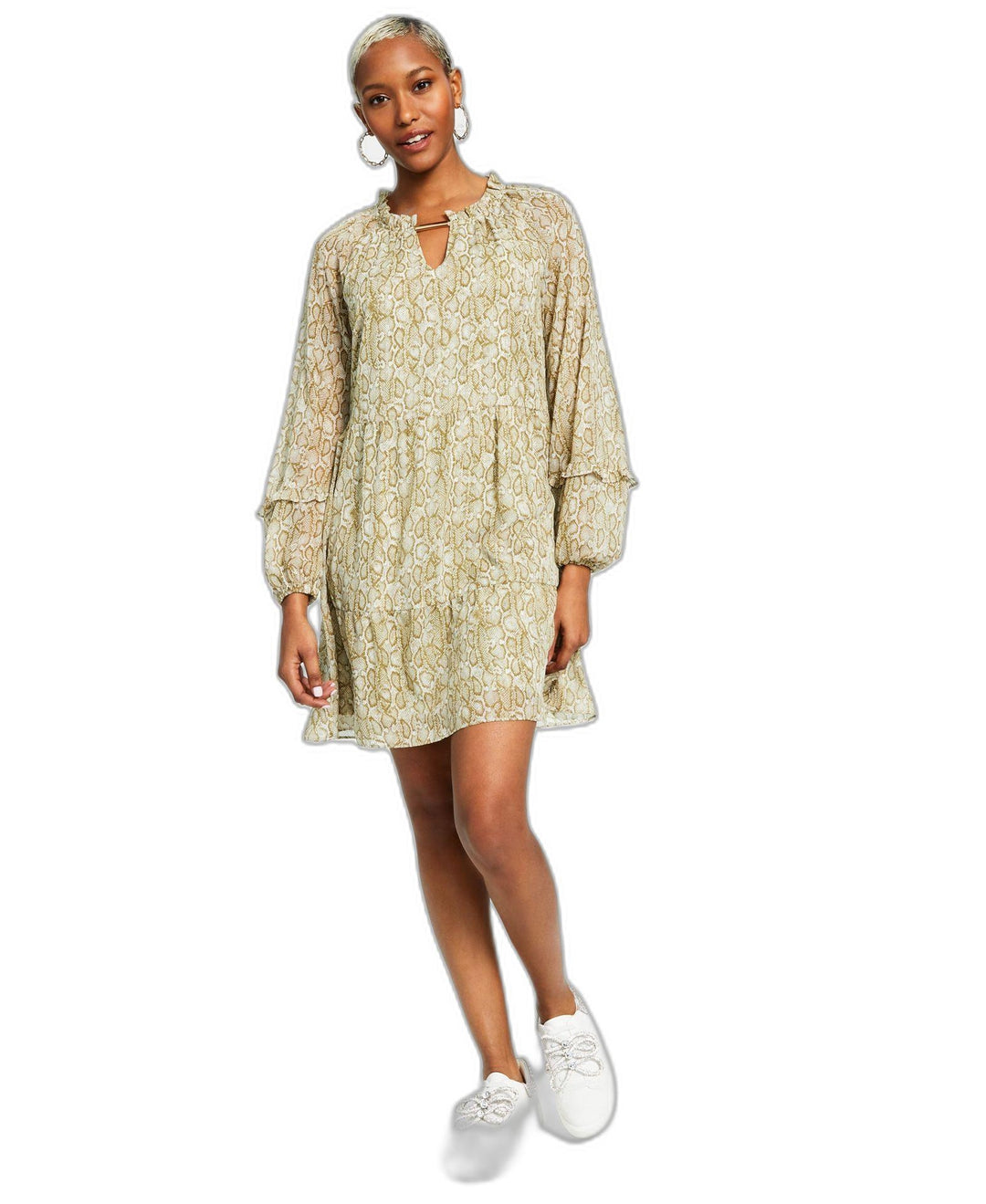 Women's Metallic-Striped Chiffon Minidress