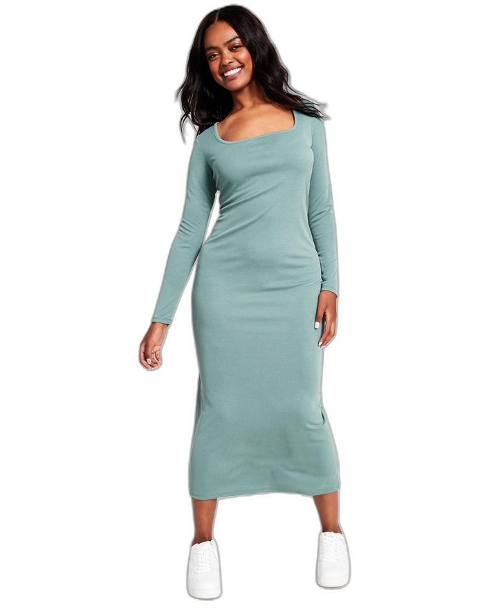 Women's Ribbed Scoop-Neck Knit Maxi Dress