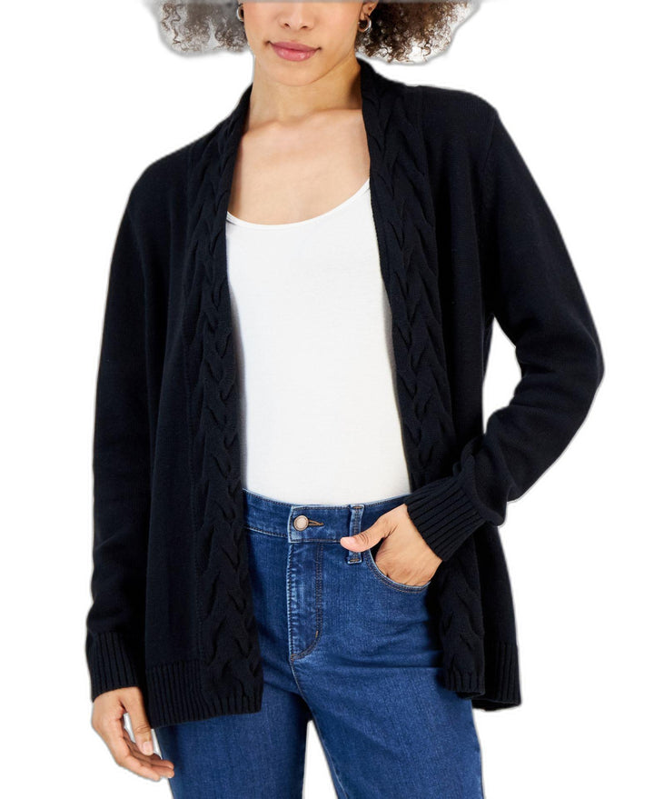Women's Cotton Cable-Collar Cardigan