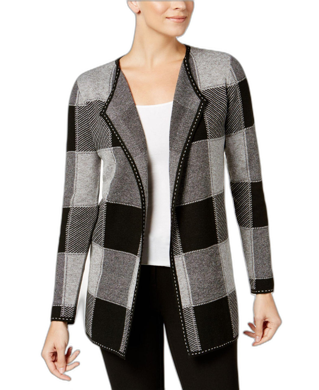 Charter Club Draped Plaid Cardigan