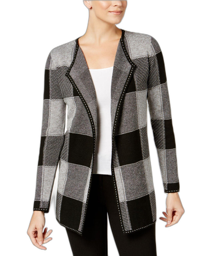 Charter Club Draped Plaid Cardigan