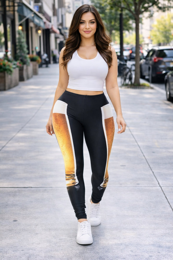 Creamy Soft Draft Beer Extra Plus Size Leggings - USA Fashion (XPlus One Size,Black)
