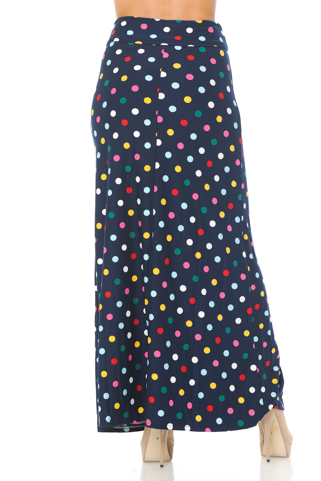 Buttery Soft Colorful Polka Dot Plus Size Maxi Skirt