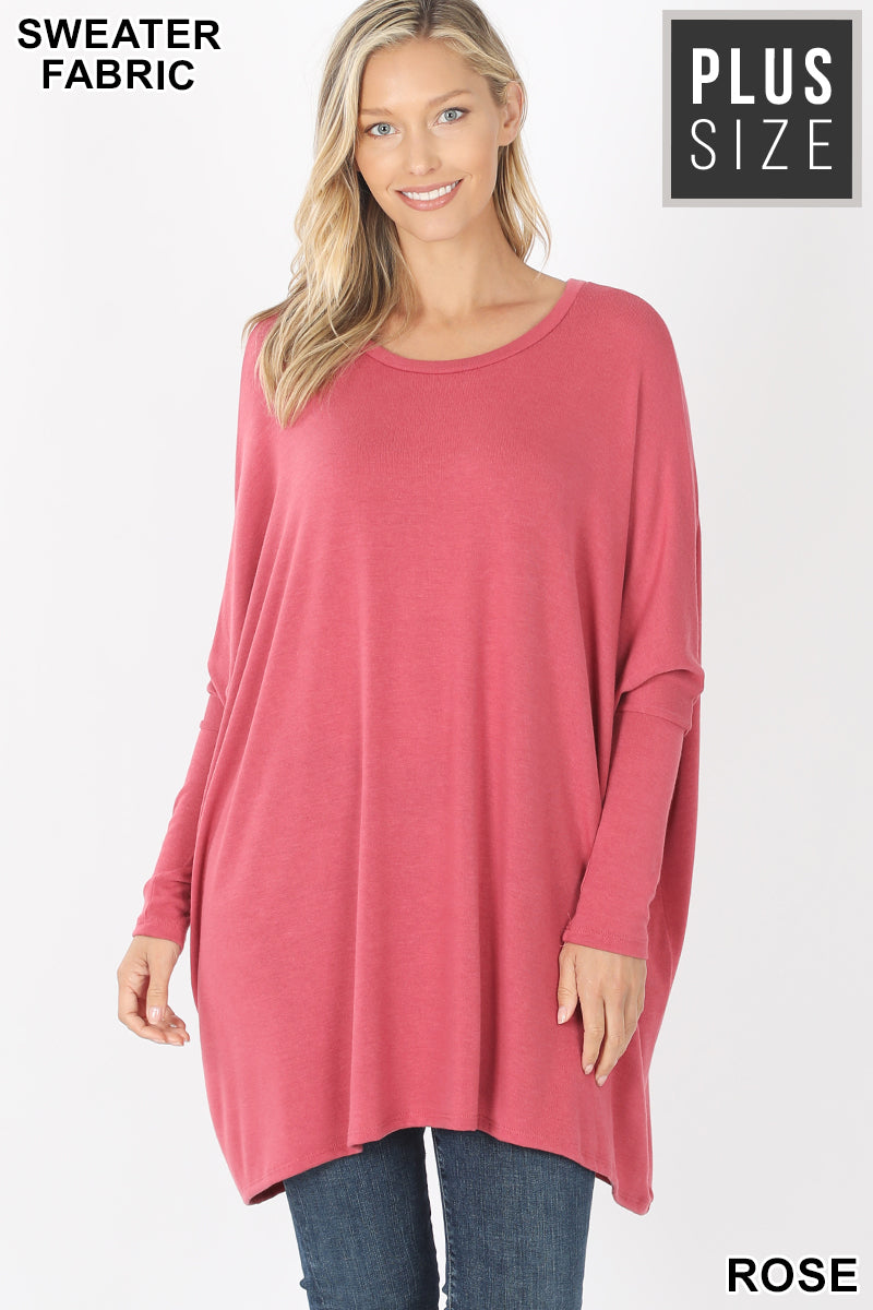Oversized Round Neck Poncho Plus Size Sweater