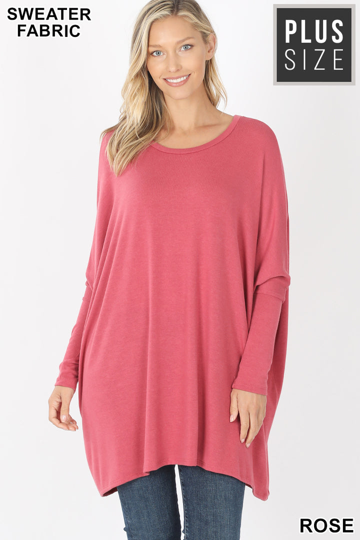 Oversized Round Neck Poncho Plus Size Sweater