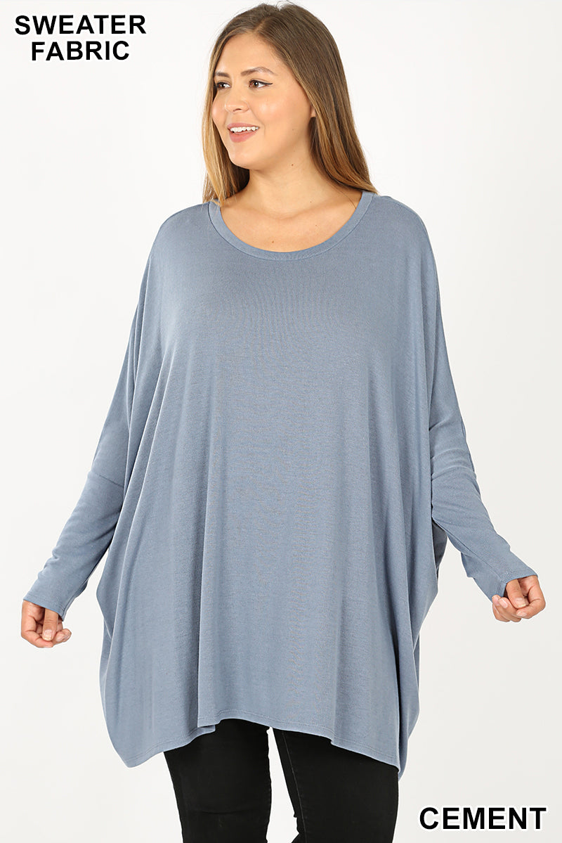Oversized Round Neck Poncho Plus Size Sweater