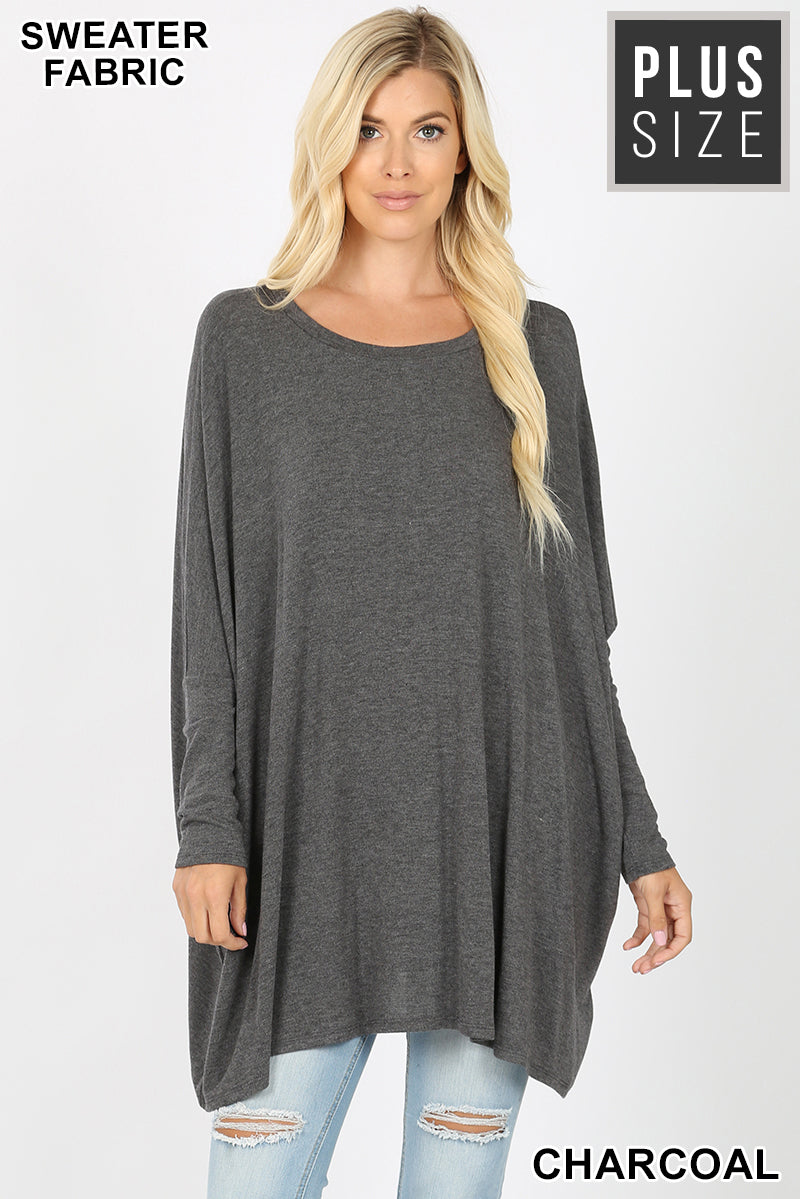 Oversized Round Neck Poncho Plus Size Sweater