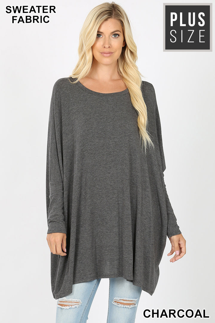 Oversized Round Neck Poncho Plus Size Sweater