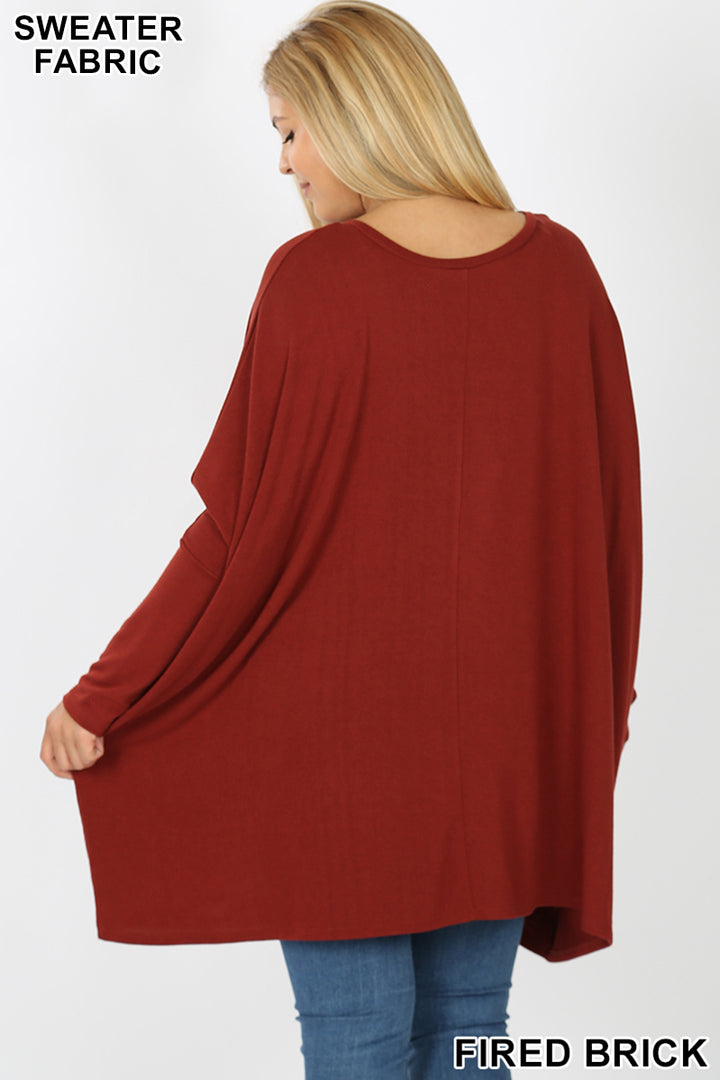 Oversized Round Neck Poncho Plus Size Sweater