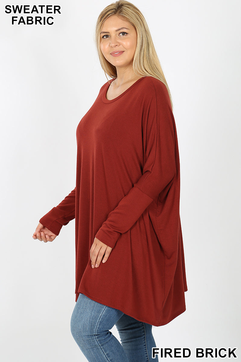 Oversized Round Neck Poncho Plus Size Sweater
