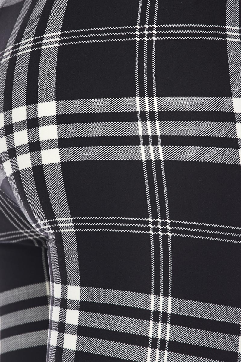 Buttery Soft Black and White Plaid Kids Leggings