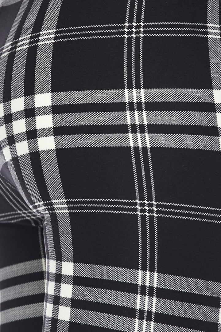 Buttery Soft Black and White Plaid Kids Leggings